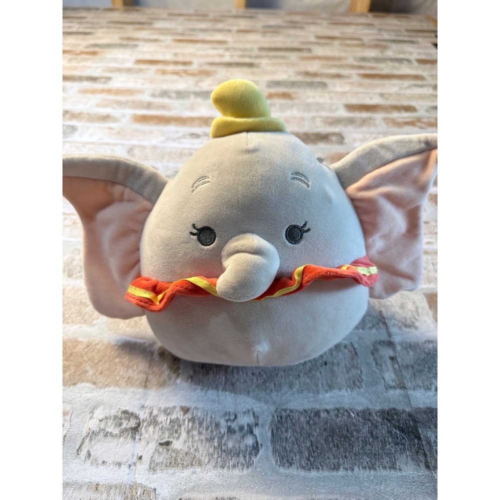 Disney Squishmallows‎ Dumbo Elephant Plush 8 Inch Gray Yellow Hat Kellytoy Toy